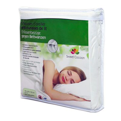 Lot de 2 housses d'oreiller anti-punaises de lit 650 x 700 (L x l mm), protection complète 360°, marque Sweet Cocoon