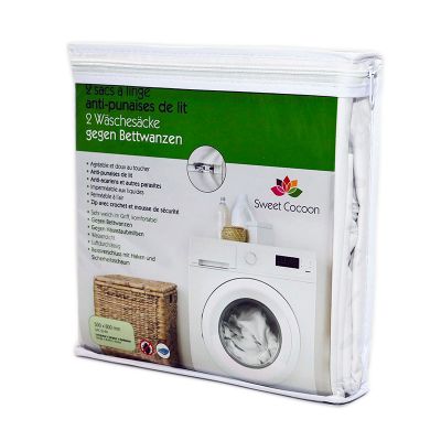Lot de 2 sacs à linge anti-punaises de lit 800 x 500 (L x l mm), protection complète 360°, marque suisse Sweet Cocoon